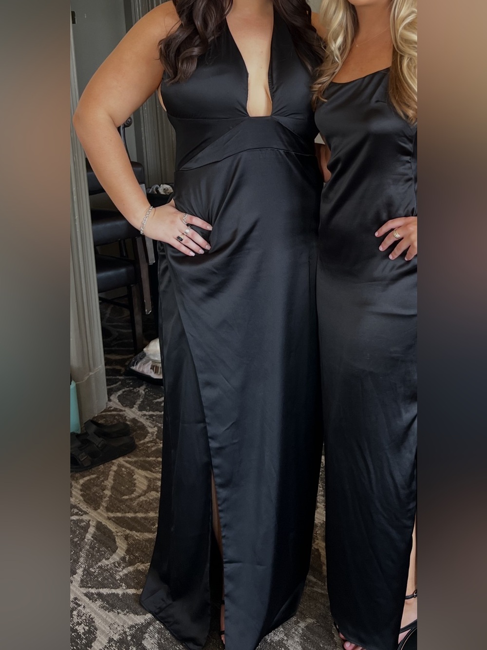 Show Me Your MUMU Black Satin Evening Dress - Elegant Women's Formal Wear